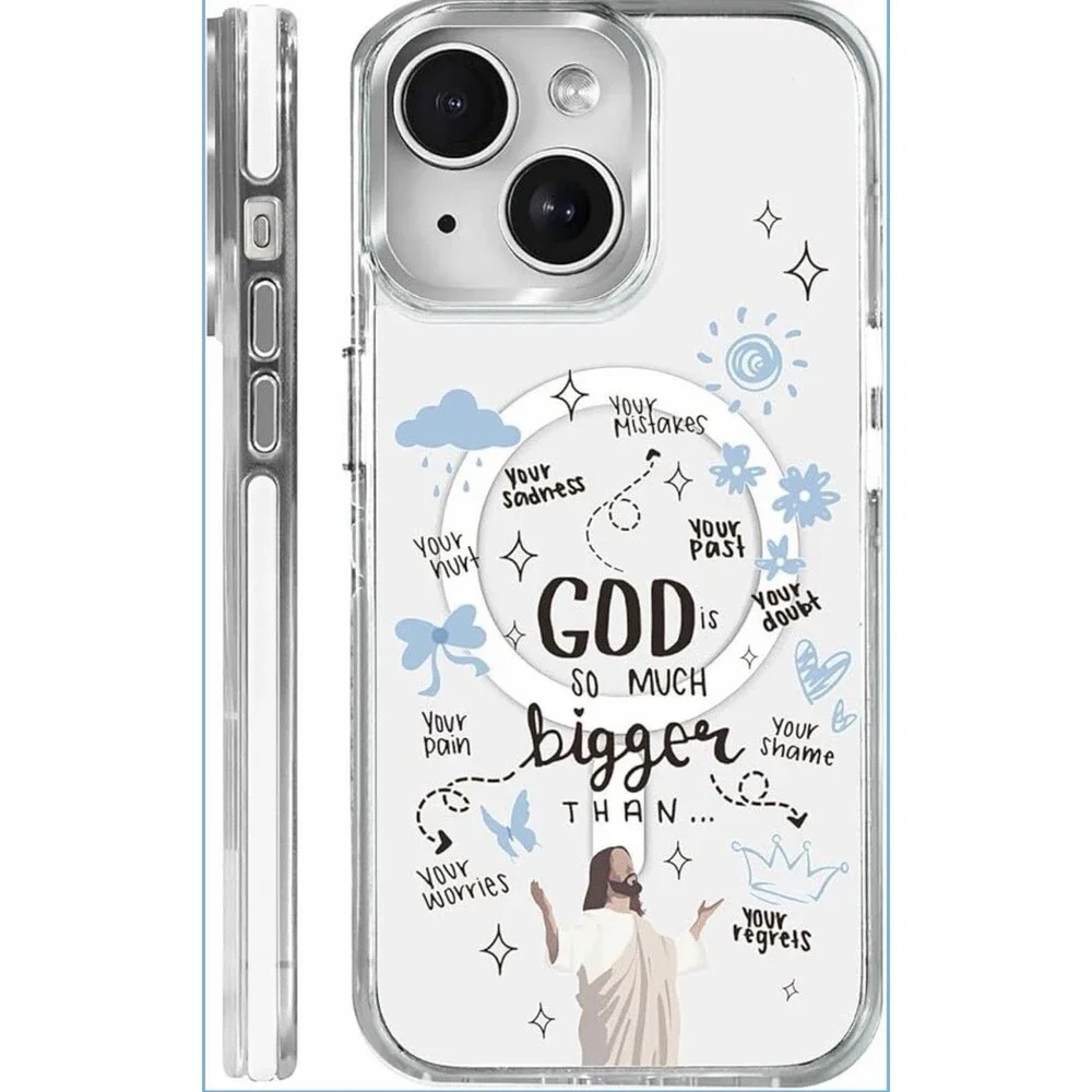OKBUOK Cloud Bible Verse Christian Quote Case For iPhone 14/15 Plus